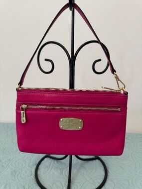 Michael Kors Hot Pink Leather Wristlet with Gold Hardware